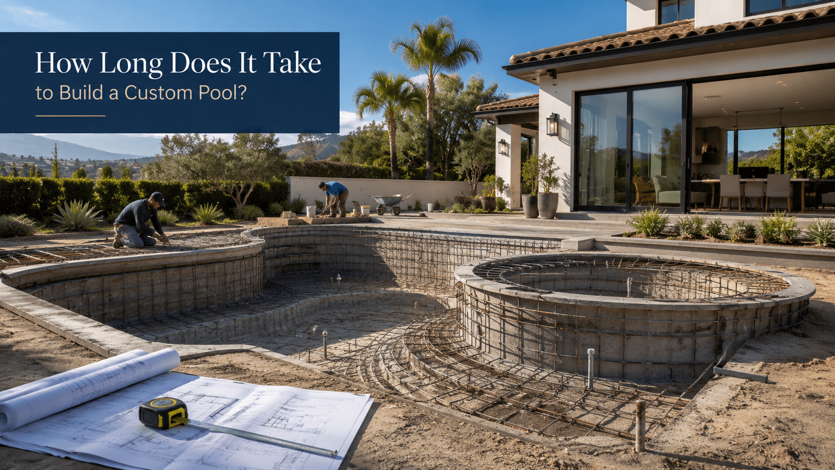 Luxury home construction with pool site