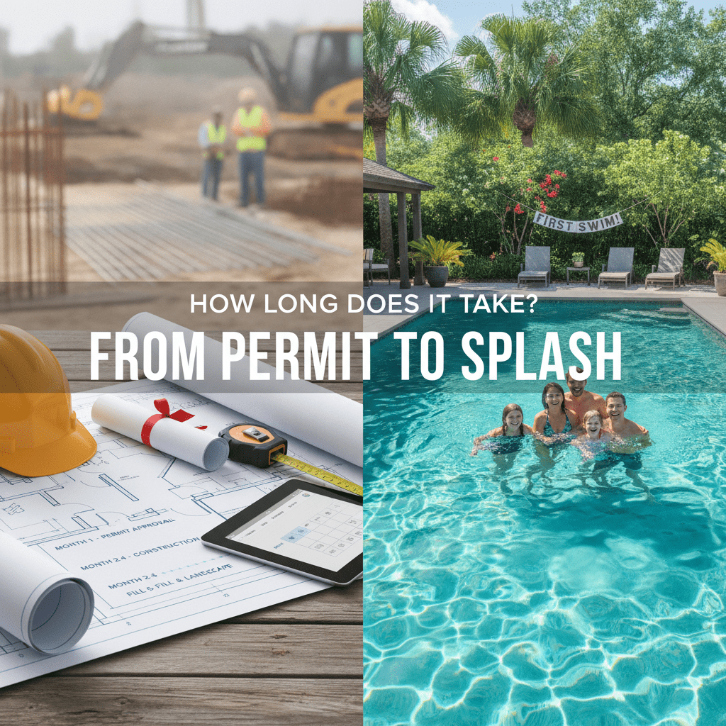 Professional illustration of How Long Does It Take to Build a Pool From Permit to First Swim?