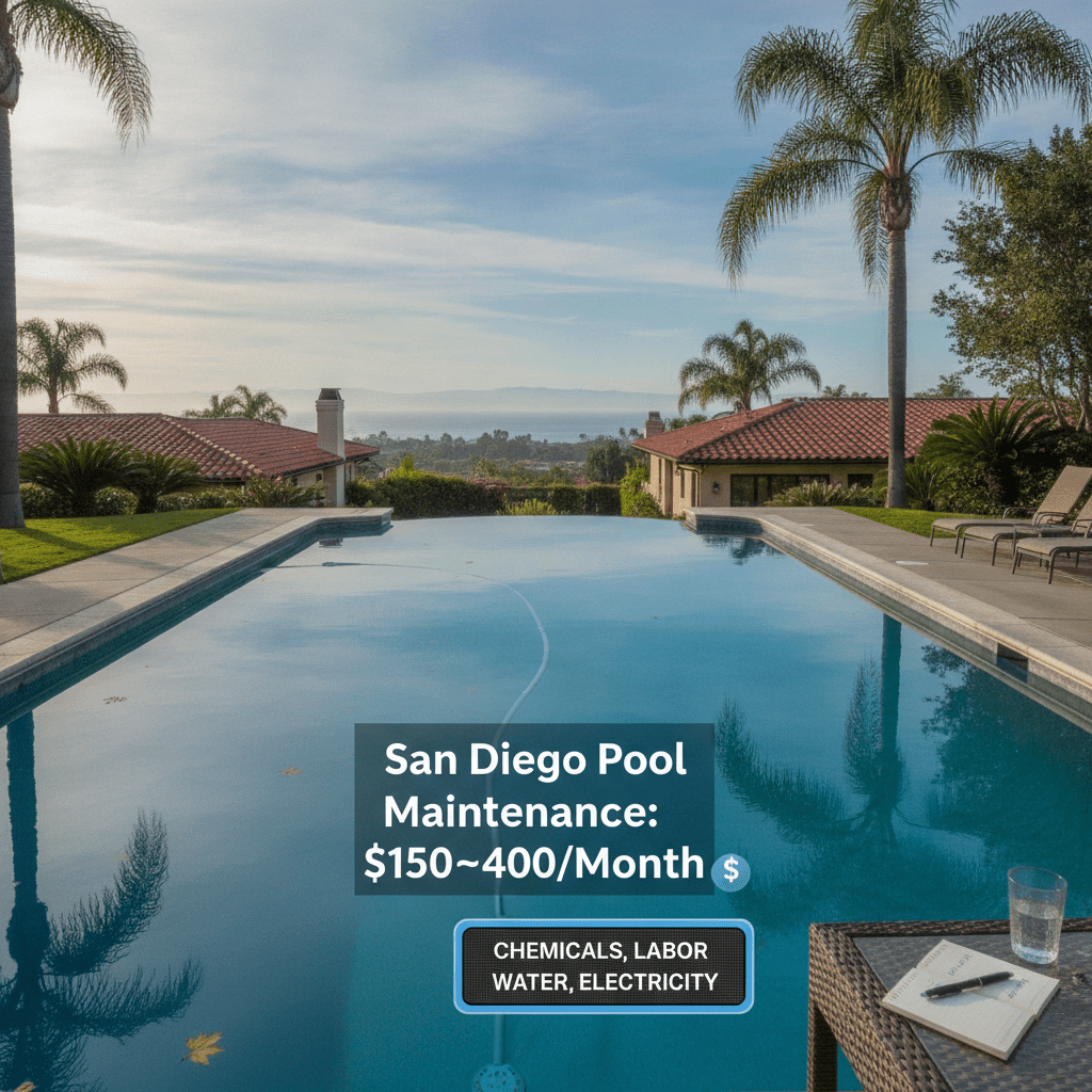 Professional illustration of How Much Does It Cost to Maintain a Pool in San Diego Each Month?